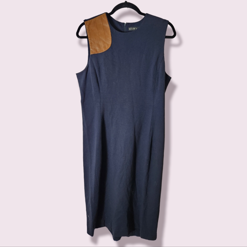 Ralph Lauren Leather Navy Dress
